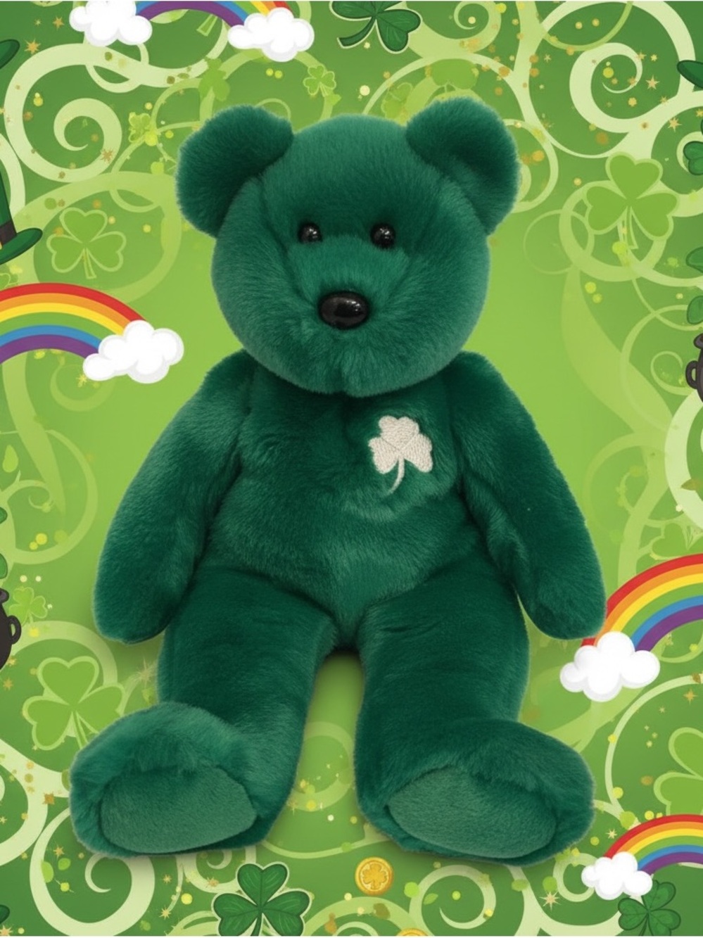 Ty Beanie Buddies “Erin” the Irish Bear | Shamrock Plush | 1998 Collectible